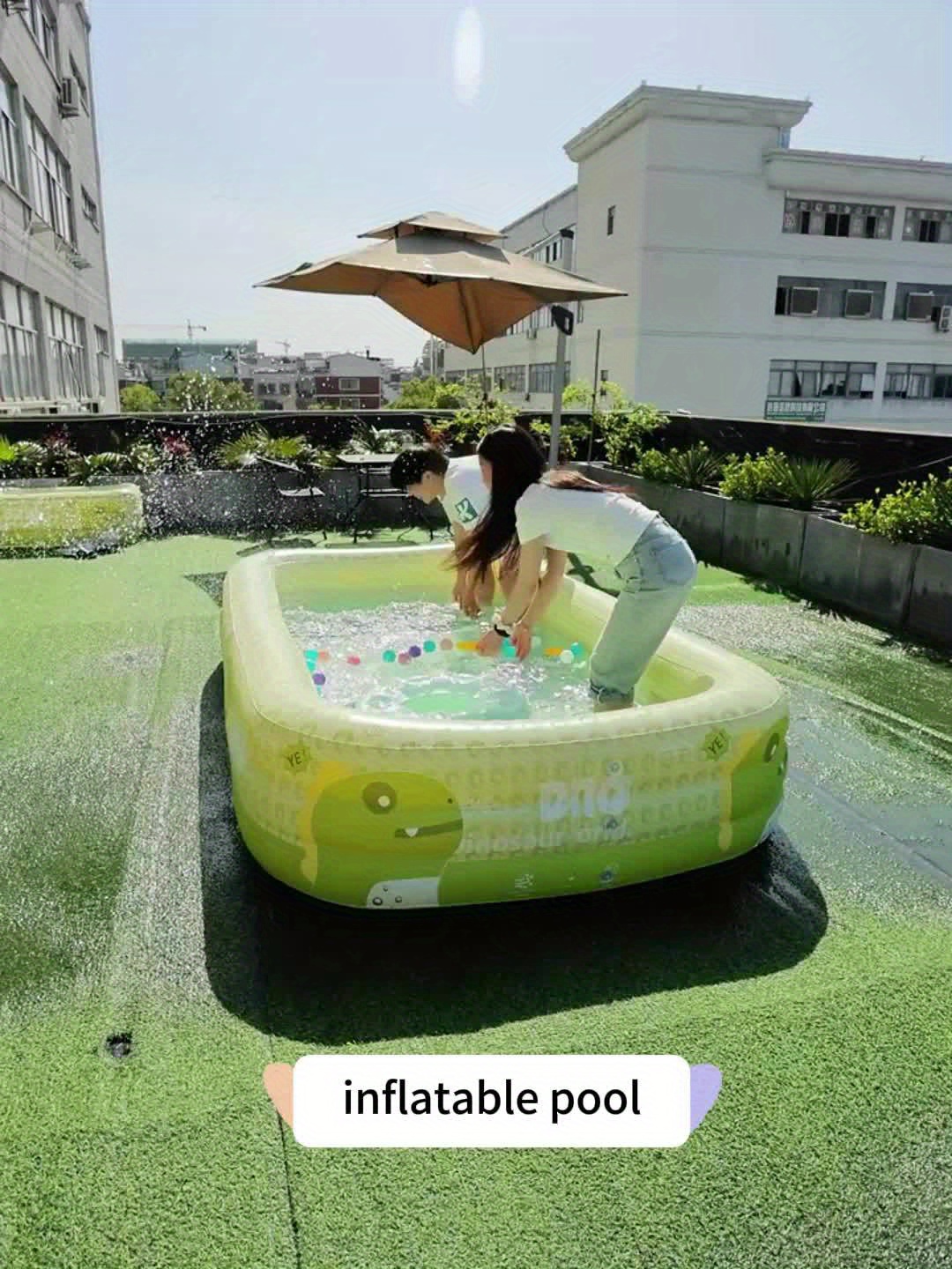 Large Inflatable Swimming Pool with Cute Monster Pattern