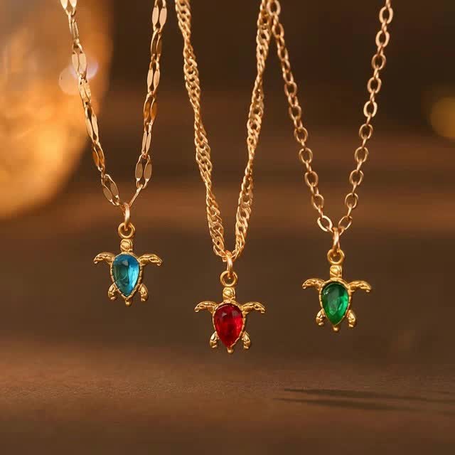 3pc Women's Golden Turtle Necklace Set, Elegant Gift
