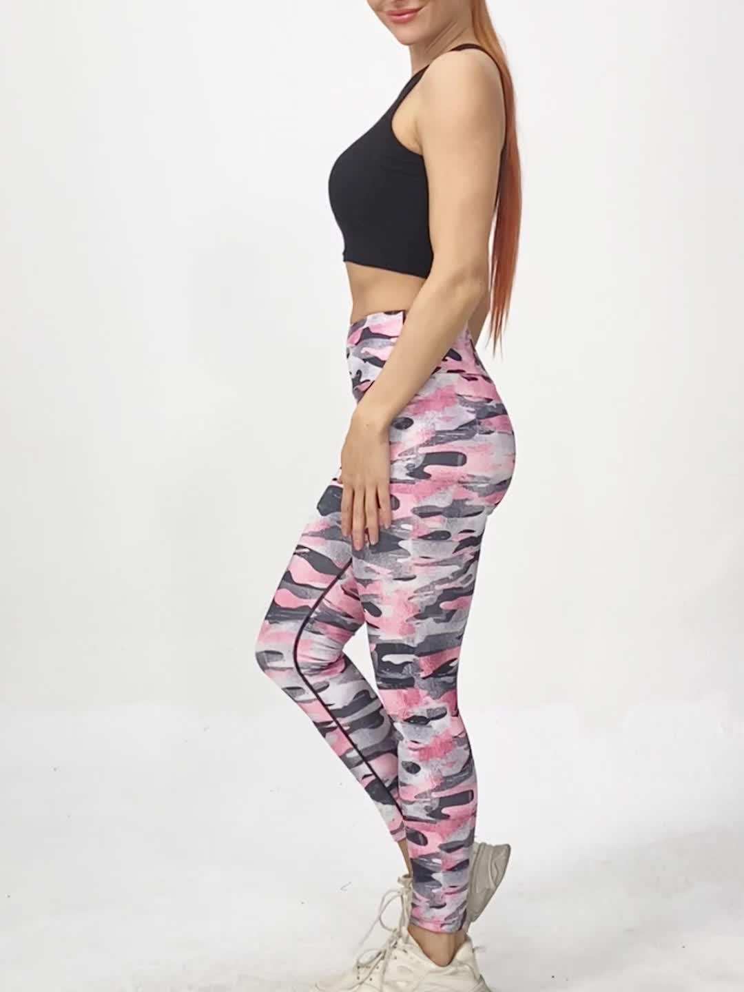 Camo High Stretch Yoga Pants Slim Fit Fitness Cropped - Temu