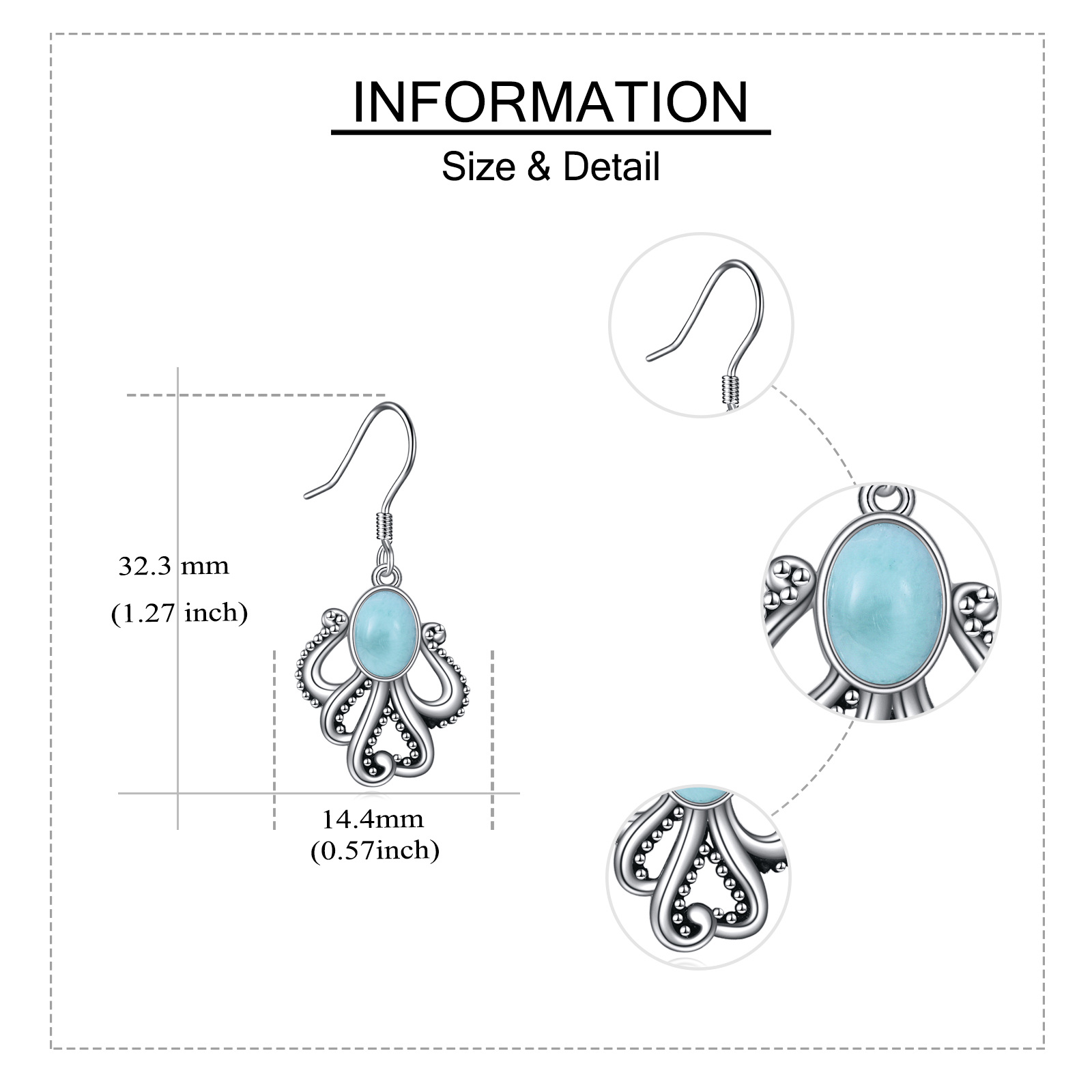 Women's 925 Sterling Silver Octopus Dangle Earrings, Beach-Themed
