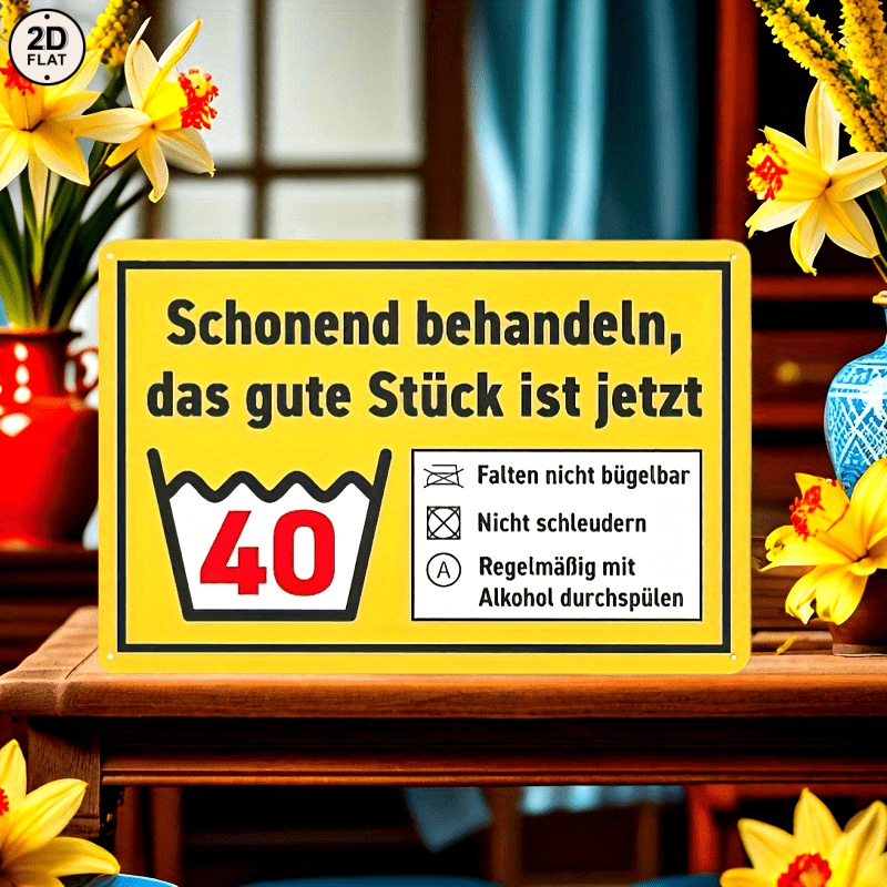 TEMU 2d Flat - 【2d Flat】 [2d Flat] 1pc Vintage Bohemian Metal Wall Sign "handle With Care" German Language Decorative Plaque - 40th Birthday Gift For