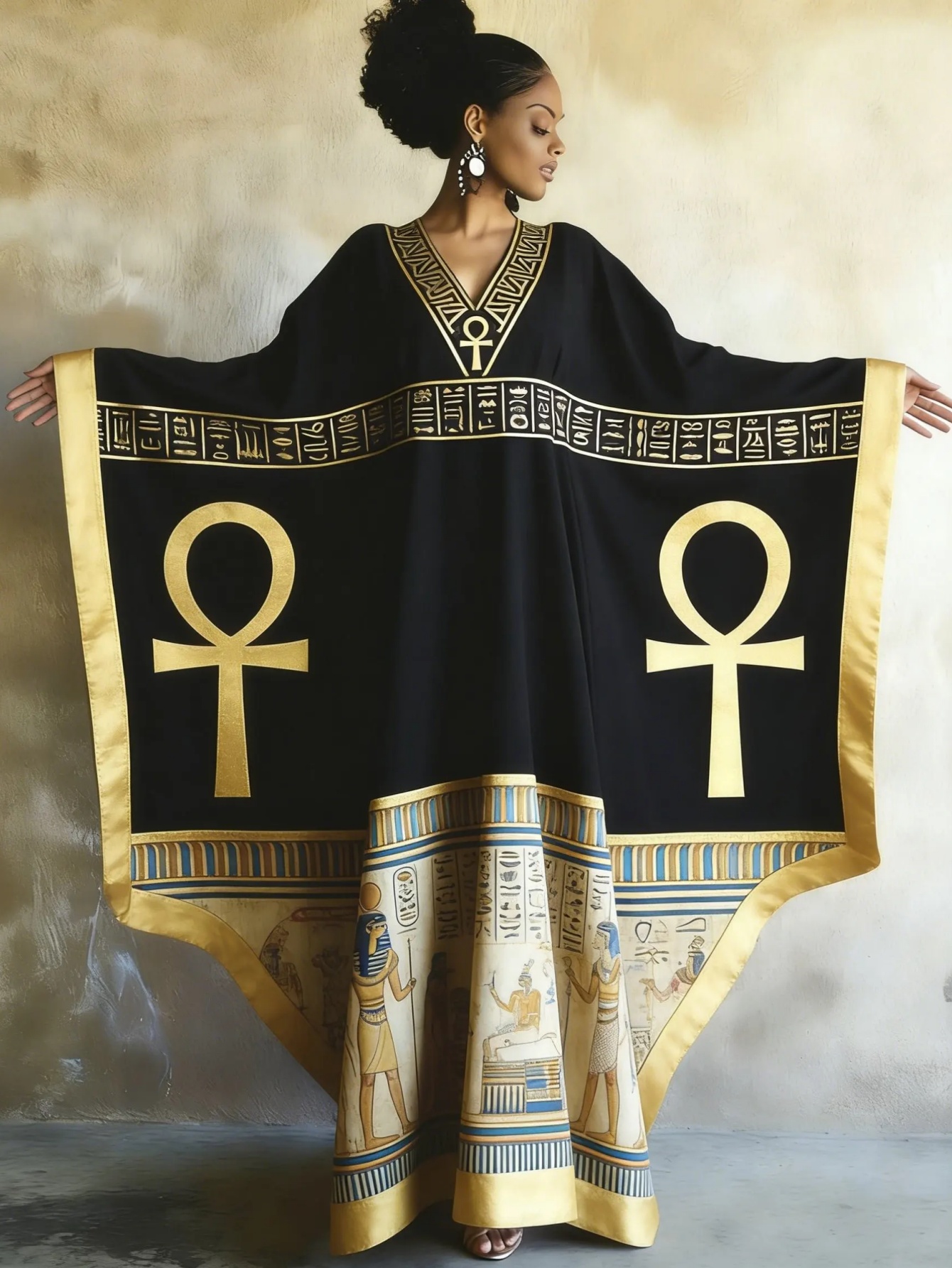 egyptian black dress sold on Temu United States Storlek:Medium