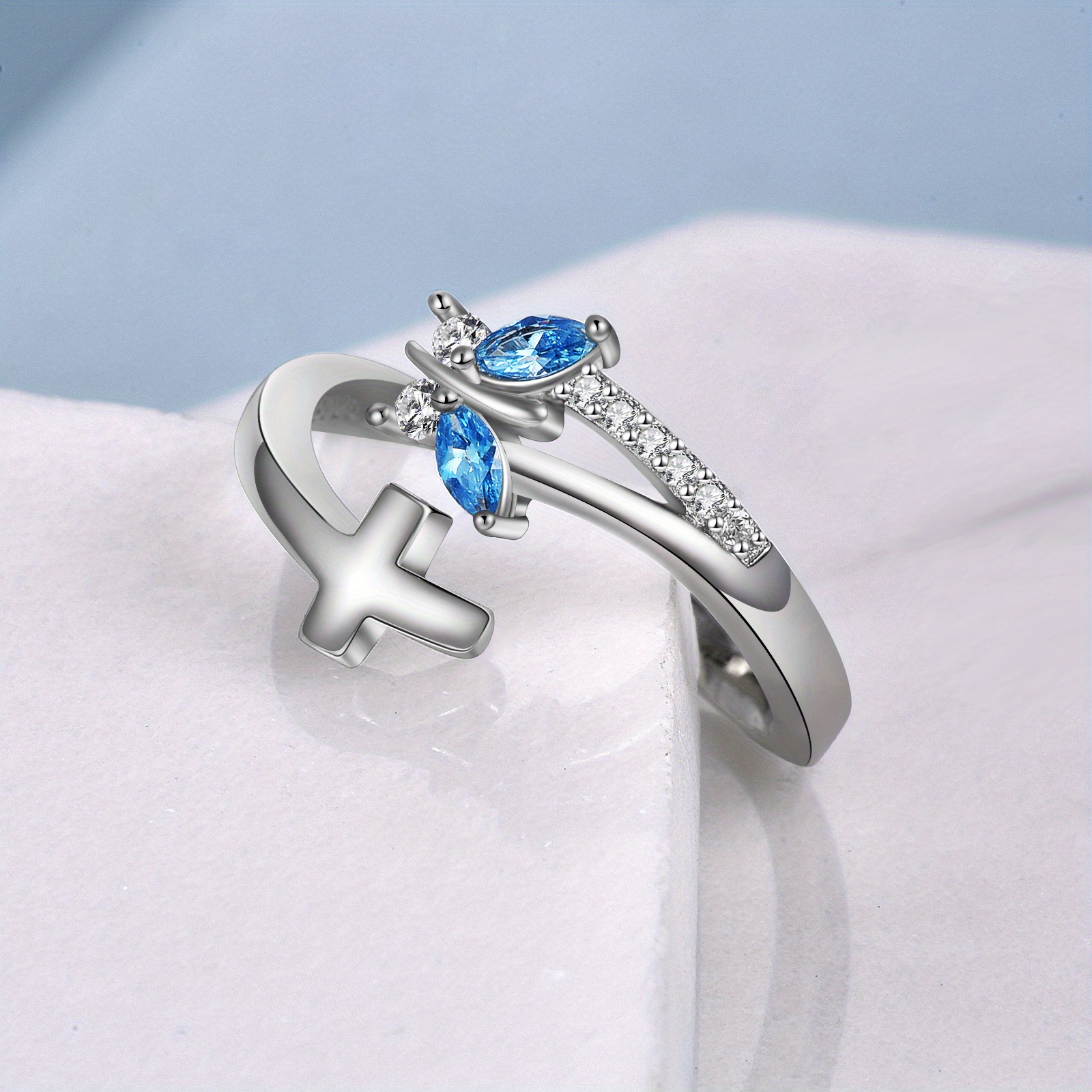 925 Sterling Silver Butterfly Adjustable Open Ring for Women