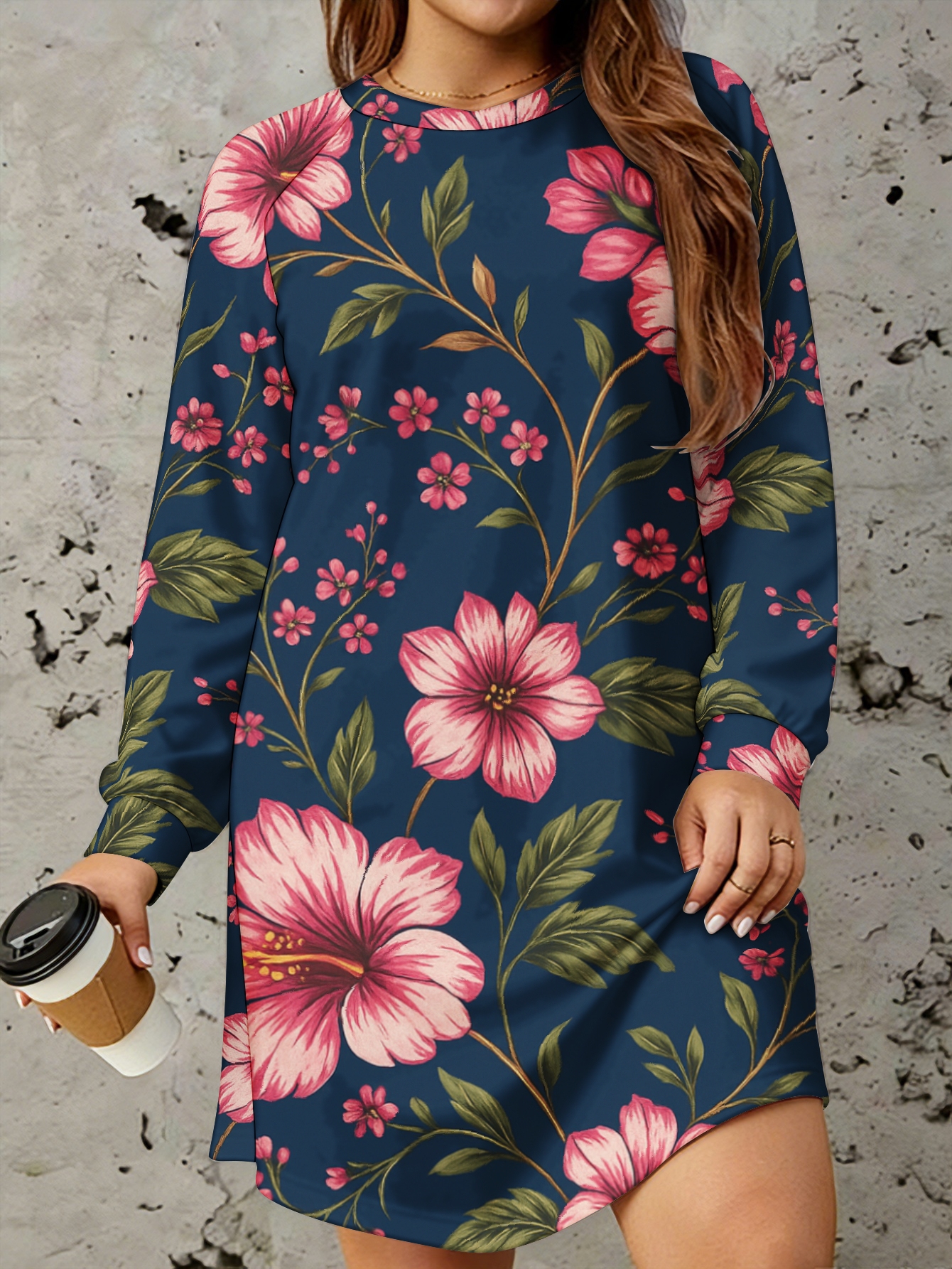 navy blue long sleeve dress sold on Temu United States