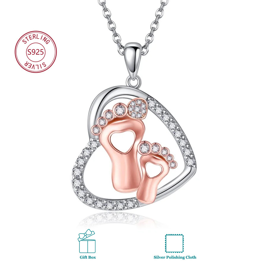Image of 925 Sterling Silvery Expectant Mother Necklace With Synthetic Zirconia, Pregnancy Memorial Jewelry, Perfect Gift For , Light Beige-friendly And Hypoallergenic