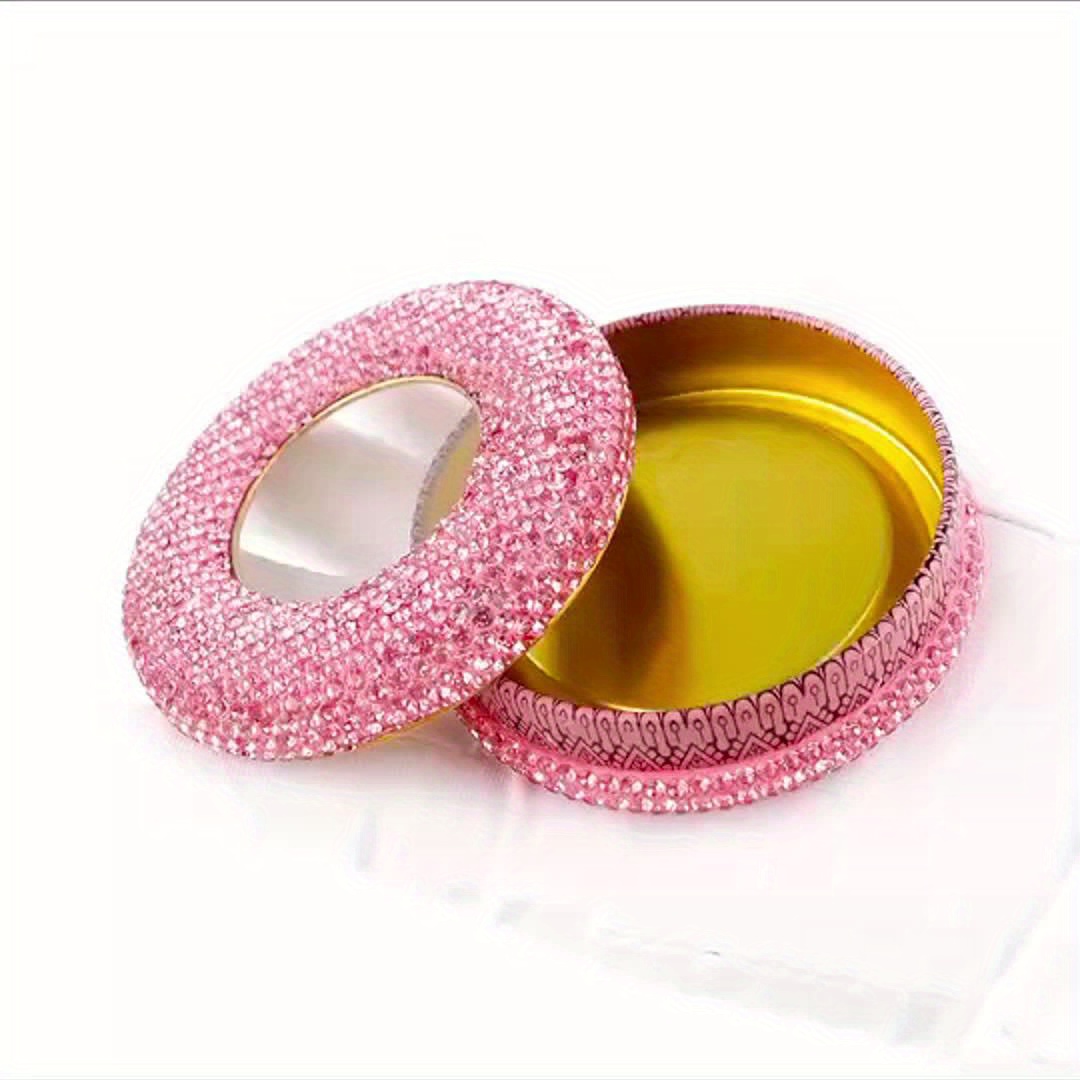 Shiny Rhinestone Embedded Jewelry Storage Box for Earrings & Rings