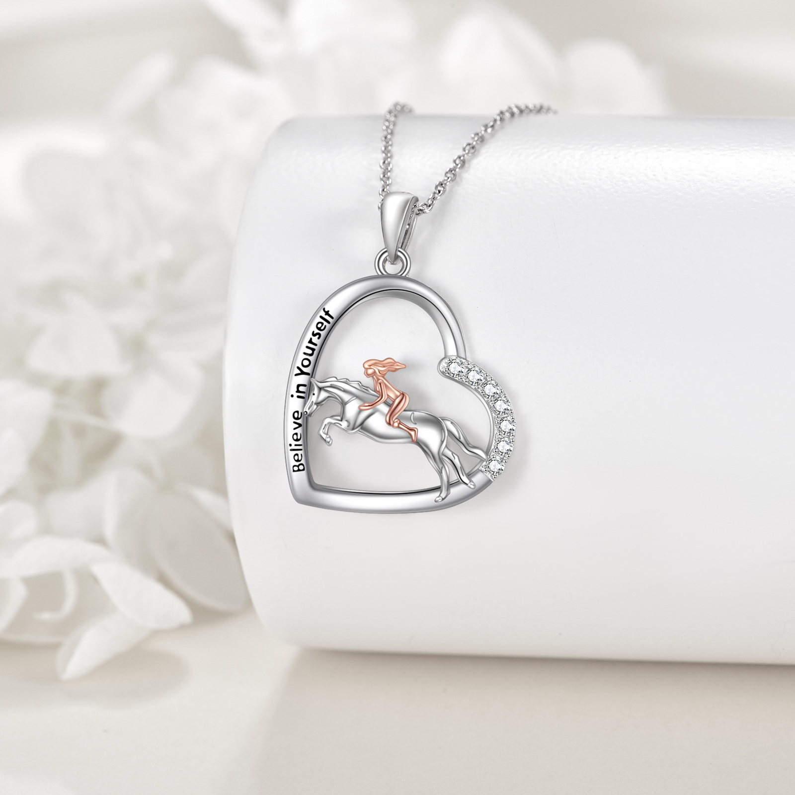 925 Sterling Silver Horse Pendant Necklace, Gift for Women