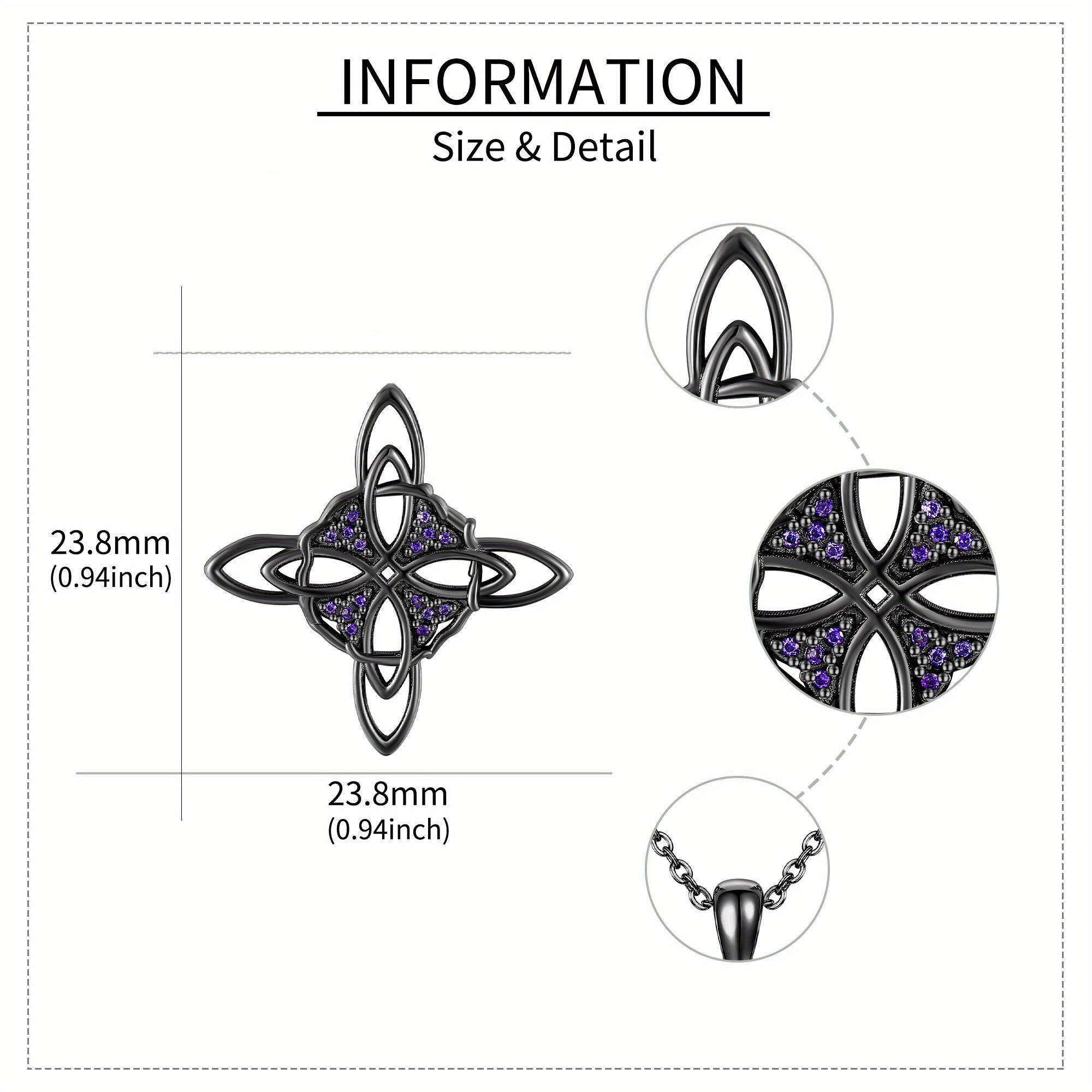 925 Silvery Witch Knot Necklace Celtic Cross Witch Accessories