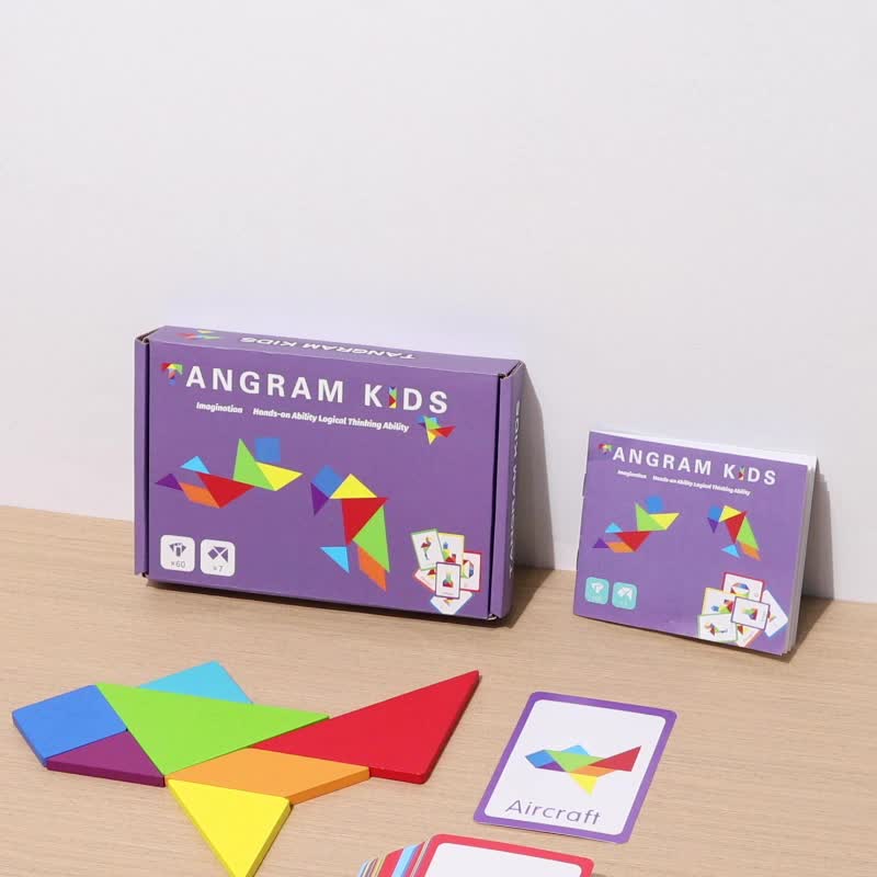 Tangram Puzzle with 50 Double-Sided Cards