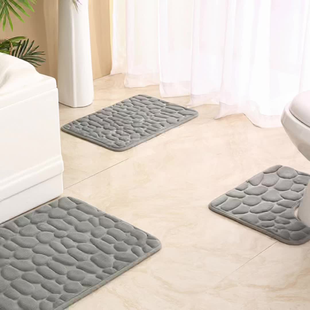 Memory Foam Bathroom Mats Set, Non-slip Bath Rug, Toilet U-shape Mat, Soft  Comfortable Shower Room Carpet, Stone Embossed Solid Color Bath Mat,  Bathroom Decor, Bathroom Decorations - Temu United Arab Emirates