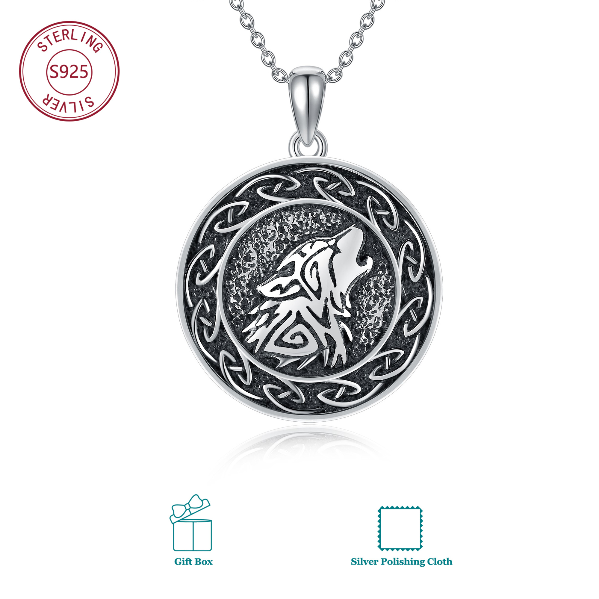 Image of 925 Sterling Silvery Wolf Necklace For Everyday Men And Women; Birthday Gifts; Christmas Gifts; Meaningful Gifts; Gifts For