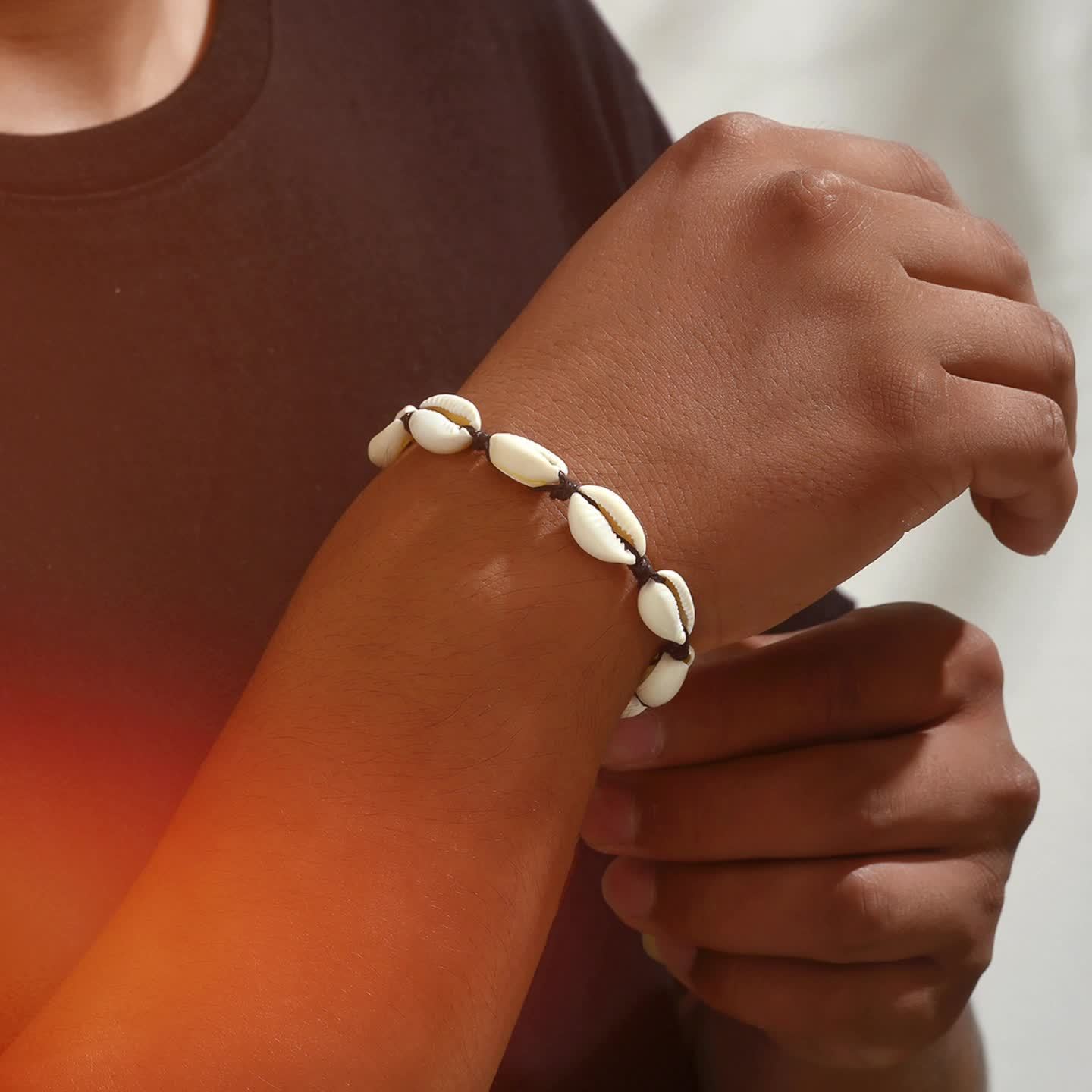 Men's Bohemian Imitation Shell Woven Bracelet, Unique Design