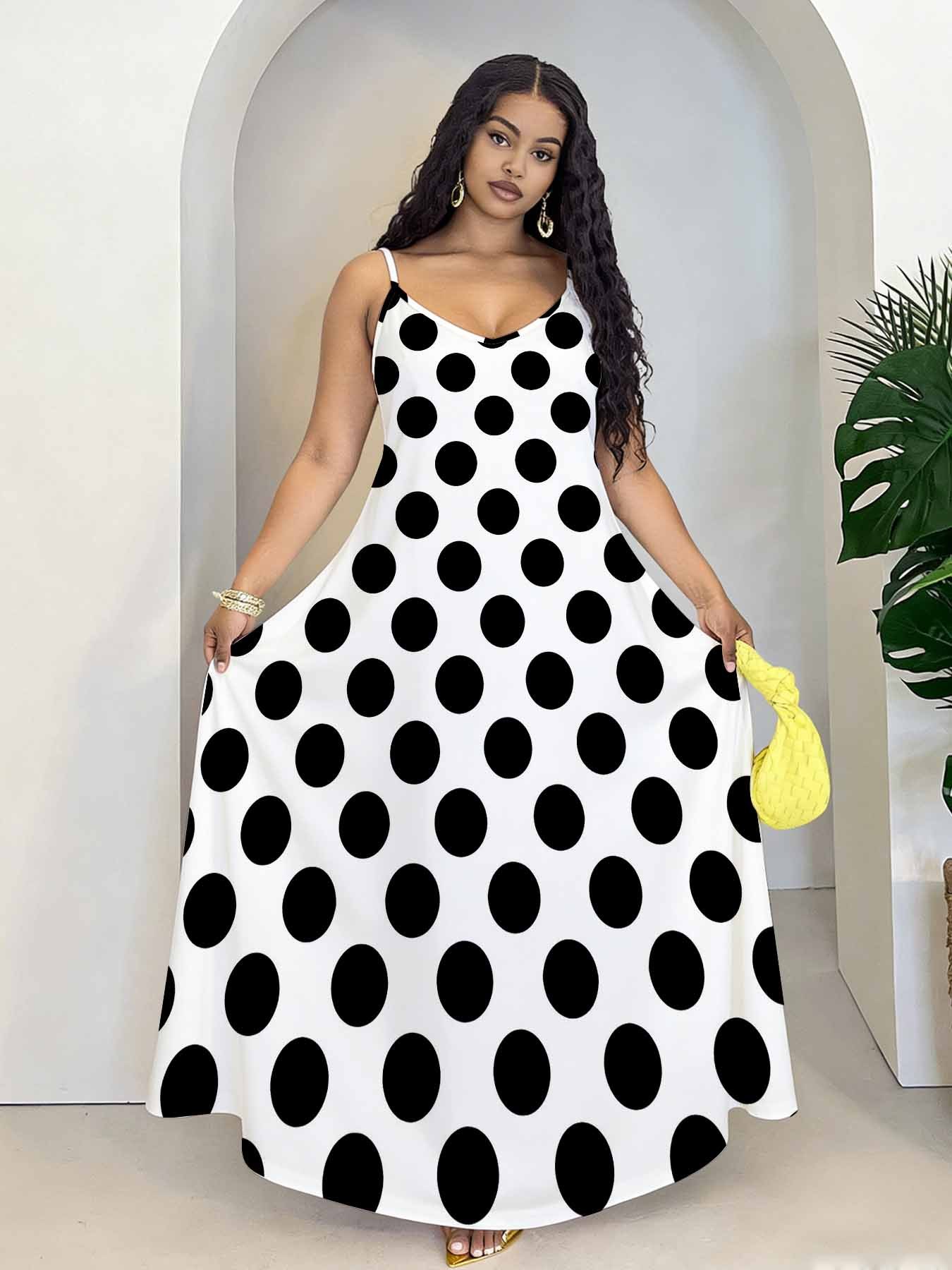 knee length dresses for ladies Polka Dot One Shoulder Ruffle Dress – Rene' Tyler Plus Sizes 12 & Above main image 0