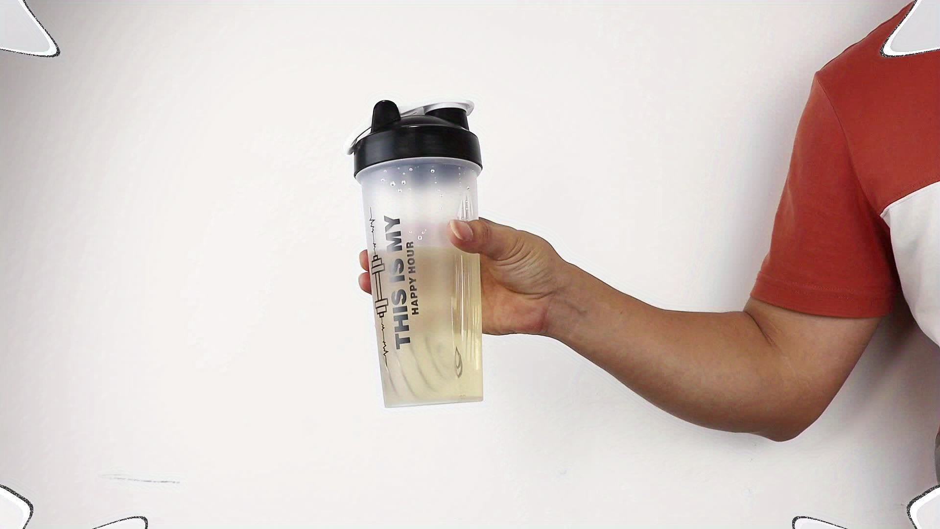 HOOPLE Botella mezcladora de proteínas, botella de agua deportiva para  gimnasio, tazas mezcladoras de batidos, sin BPA, tapa abatible con potente  bola