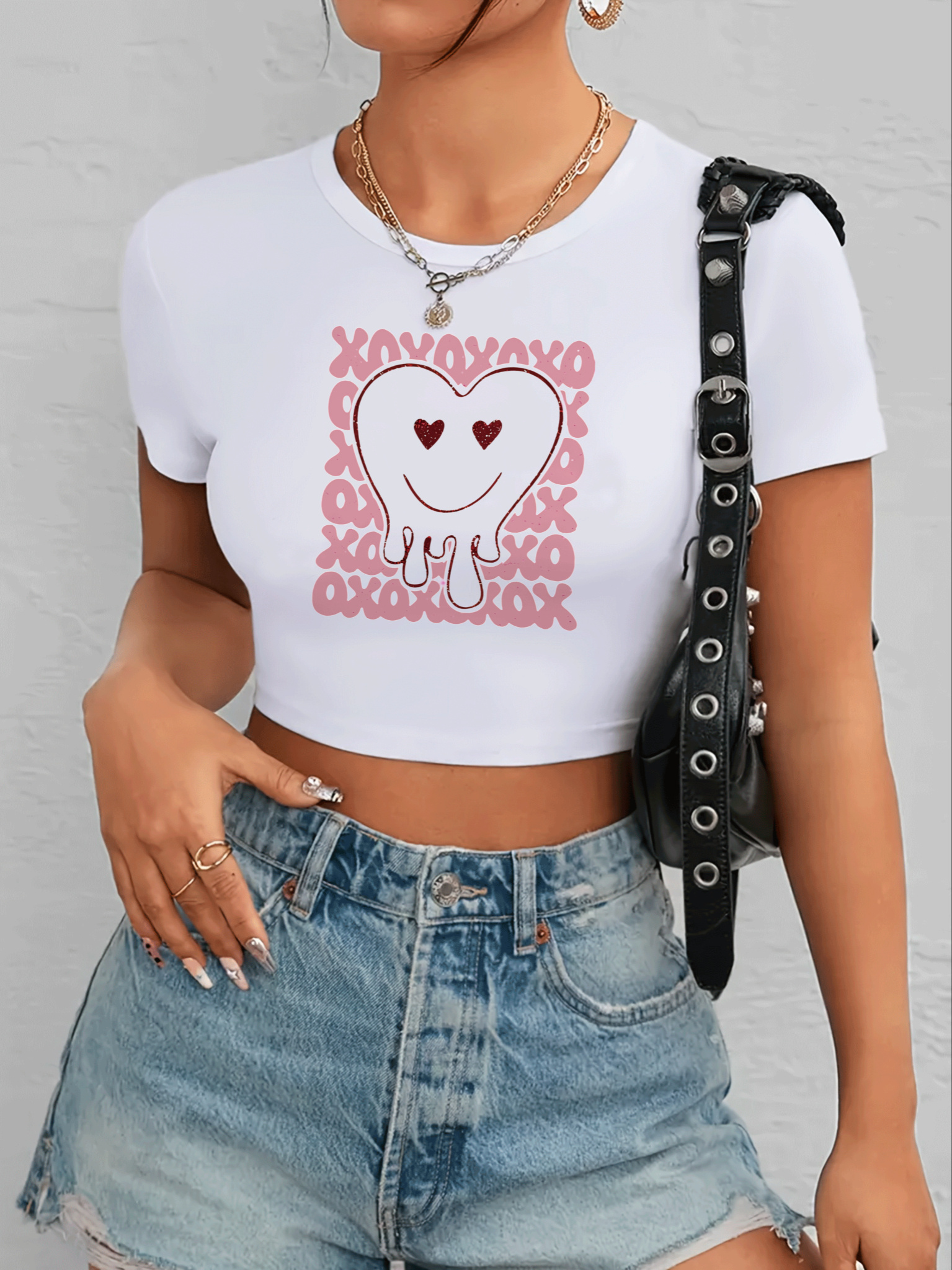 ★DNSR★ Women Heart Graphic Crop T-Shirt White Love It Cropped T-Shirt – theeteamtorrez
