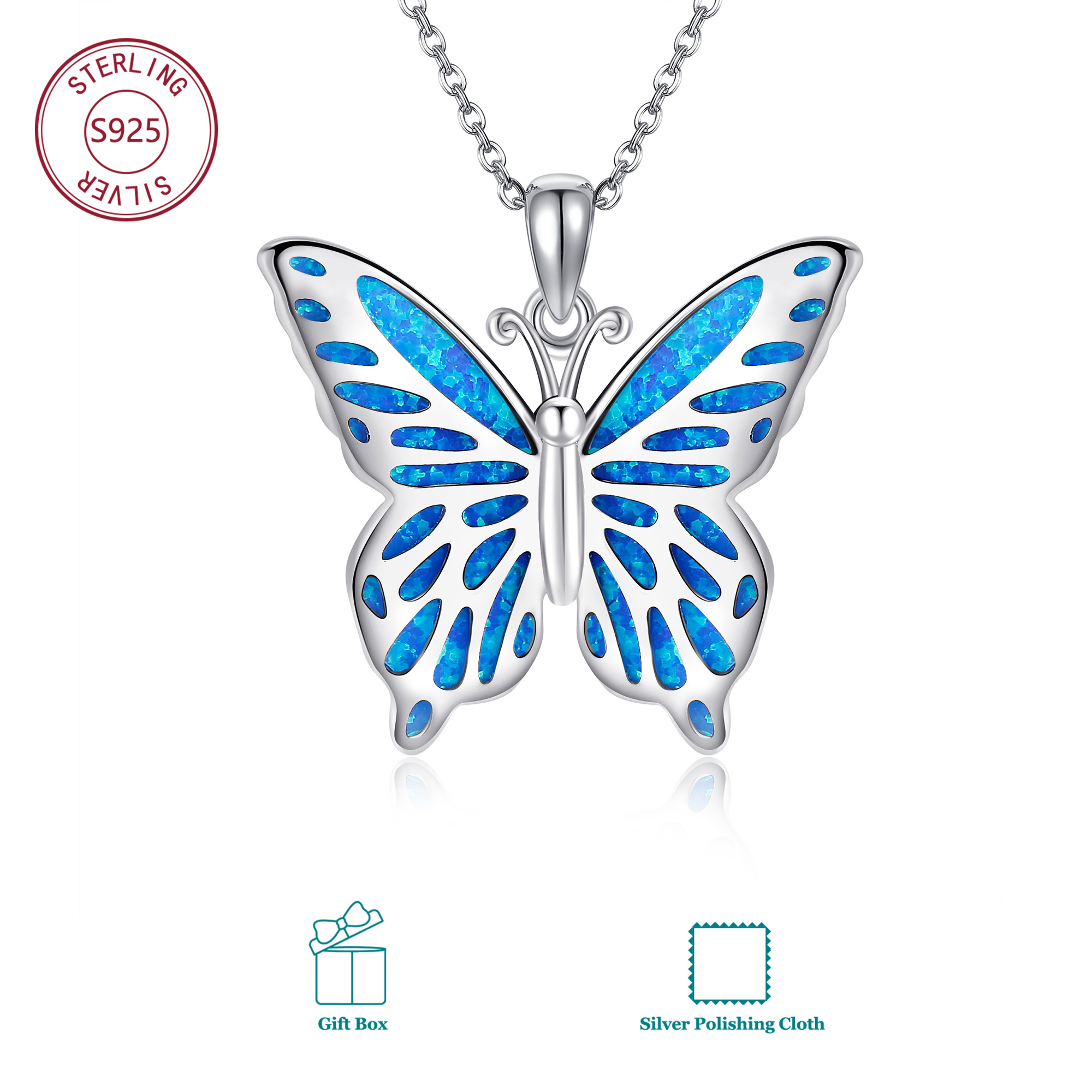 Image of 925 Sterling Silver Opal Necklace For Daily Wear, Birthday Gift, Christmas Gift, Meaningful Gift For