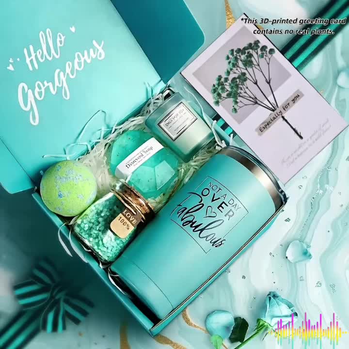 Elegant Teal Spa Gift Set - Bath Gift Set for Women, Includes Bath Bombs, Bath Salts, Insulated Mug, Scented Candle, Postcard, Soap. Perfect Gift for Birthdays, Valentine's Day, Thanksgiving, Christmas, New Year's, Anniversaries, and Easter Baskets - Image 11