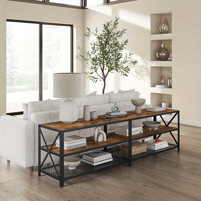 TEMU VASAGLE Meuble TV pour TV jusqu'à 75 pouces, Centre de , Support TV, Console TV à 3 niveaux