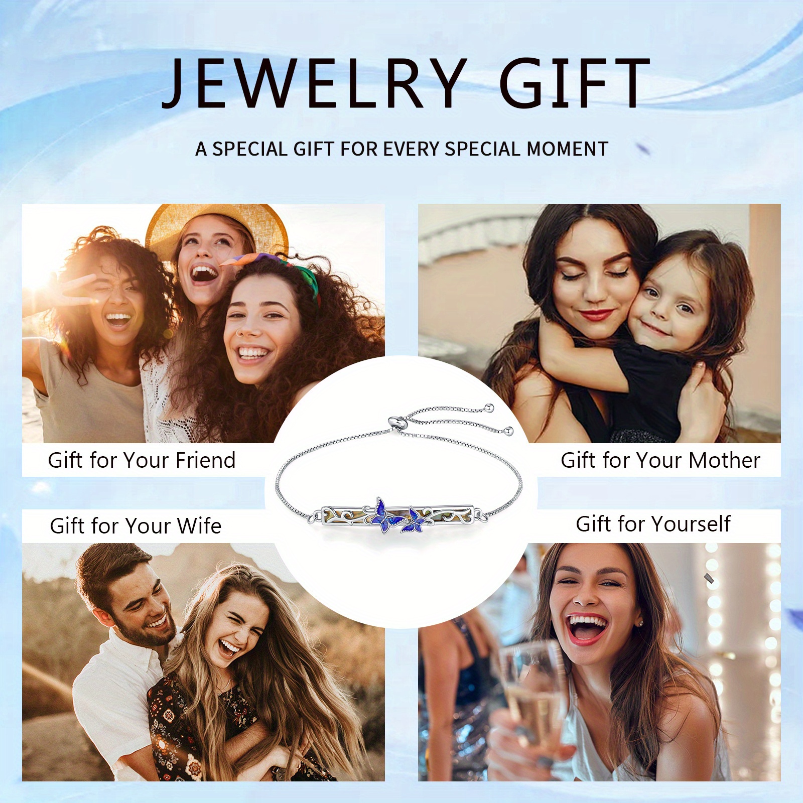925 Sterling Silver Butterfly Abalone Shell Bracelet for Women