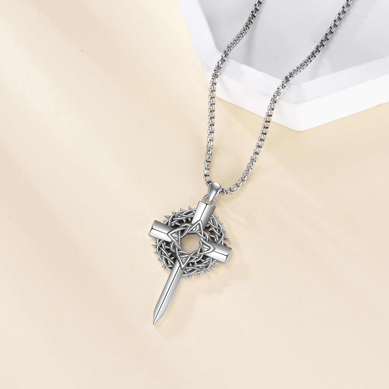 Women's 925 Sterling Silver Crown of Thorns Necklace