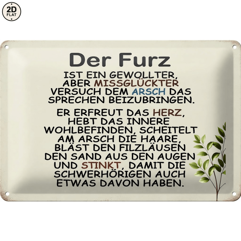 Image of 2d Flat - 1pc Metal Sign. Funny Fart Joke Humor Perfect For Home, Office, Bar, Outdoor Decor 20x30cm 2d Flat