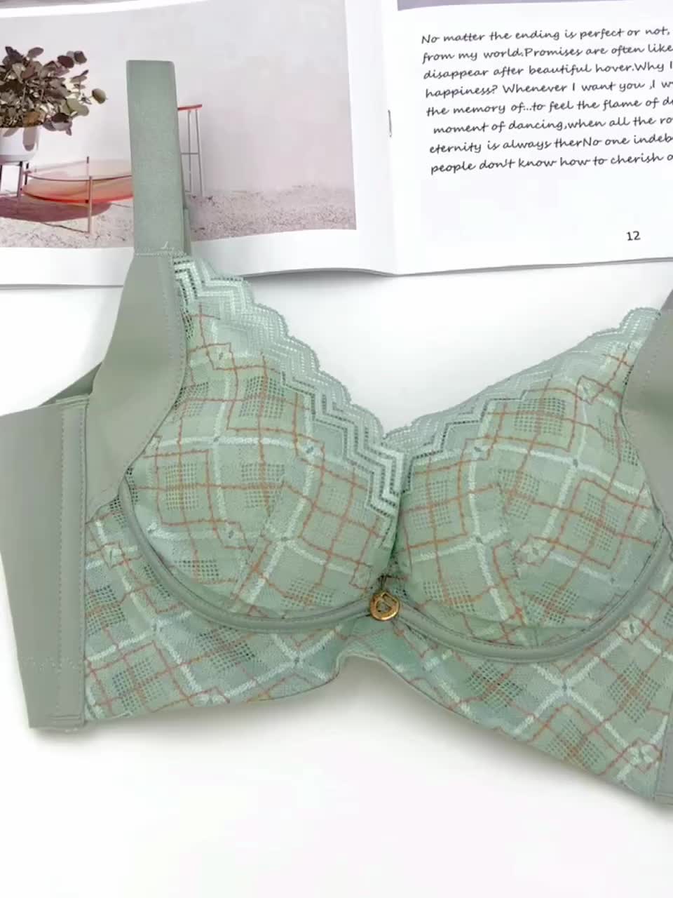 Contrast Lace Push Bra Comfy Breathable Plaid Intimates Bra - Temu