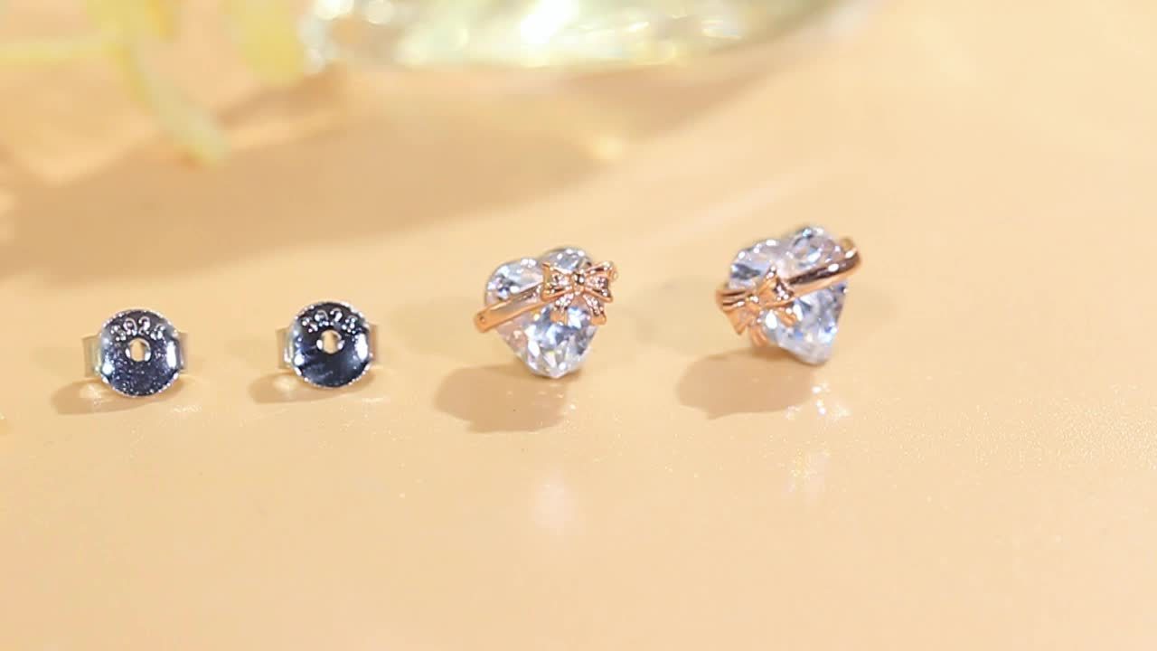 Women's Rose Gold Plated Bowknot Design Stud Earrings