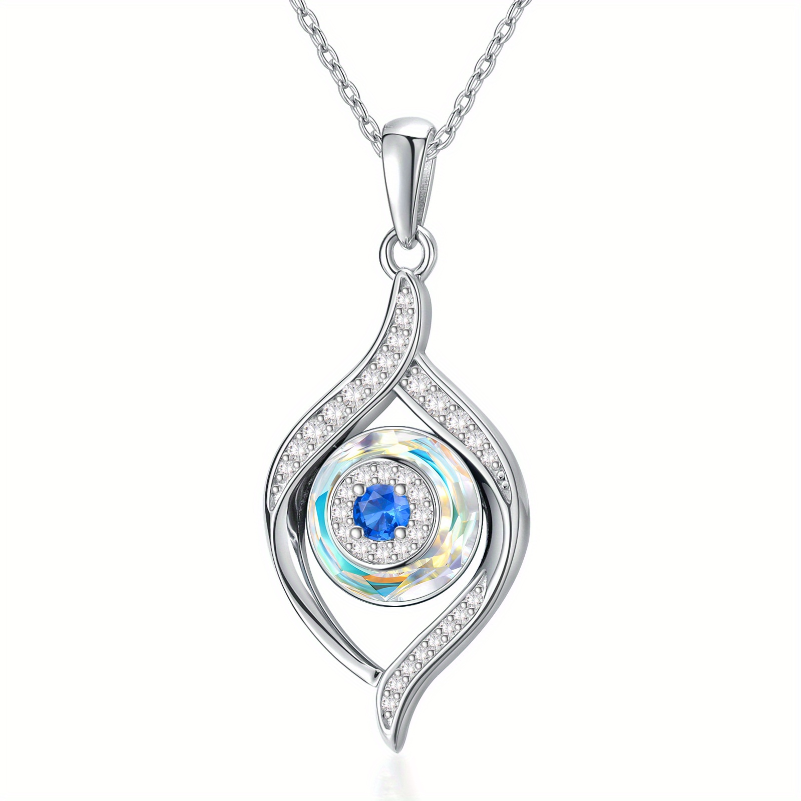 Sterling Silver Turkish Evil Eye Pendant Necklace - Blue Greek Eyes Amulet Jewelry Gift For Women, Daughter, Mother