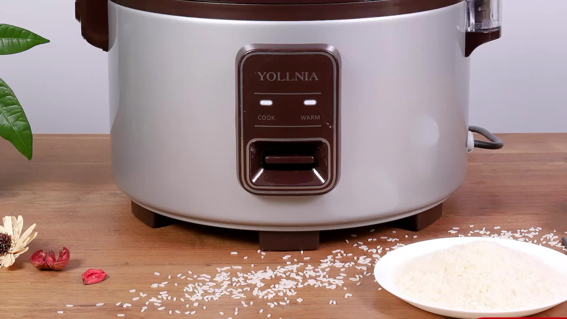 YOLLNIA Commercial Large Rice Cooker & Food warmer | 13.8QT/65 Cup cooked  rice | Non-stick Inner Pot |Auto Warmer Mode |1350W Fast Cooking