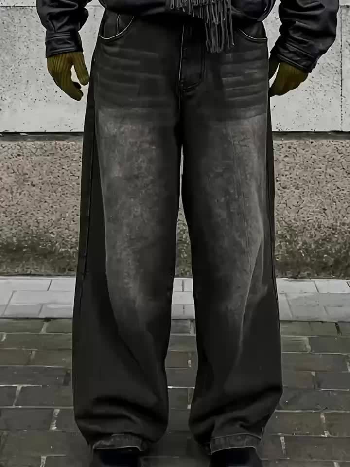 【BAON】Telling Black Washing Wide Denim Pants BAON】Telling Black Washing Wide Denim Pants Claire 01Low