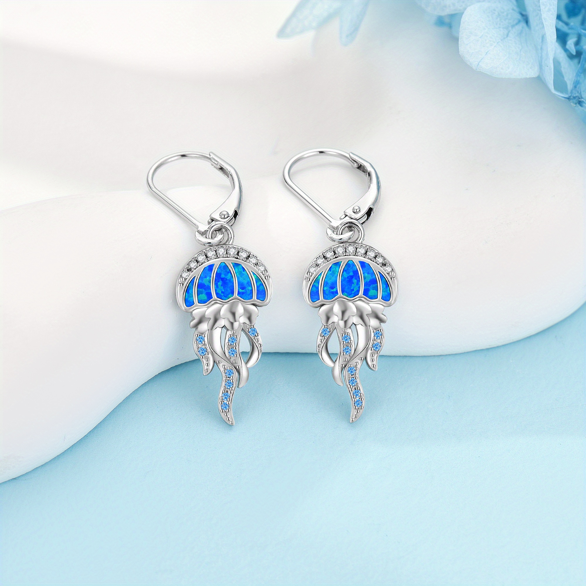 Women's 925 Sterling Silver Jellyfish Dangle Earrings