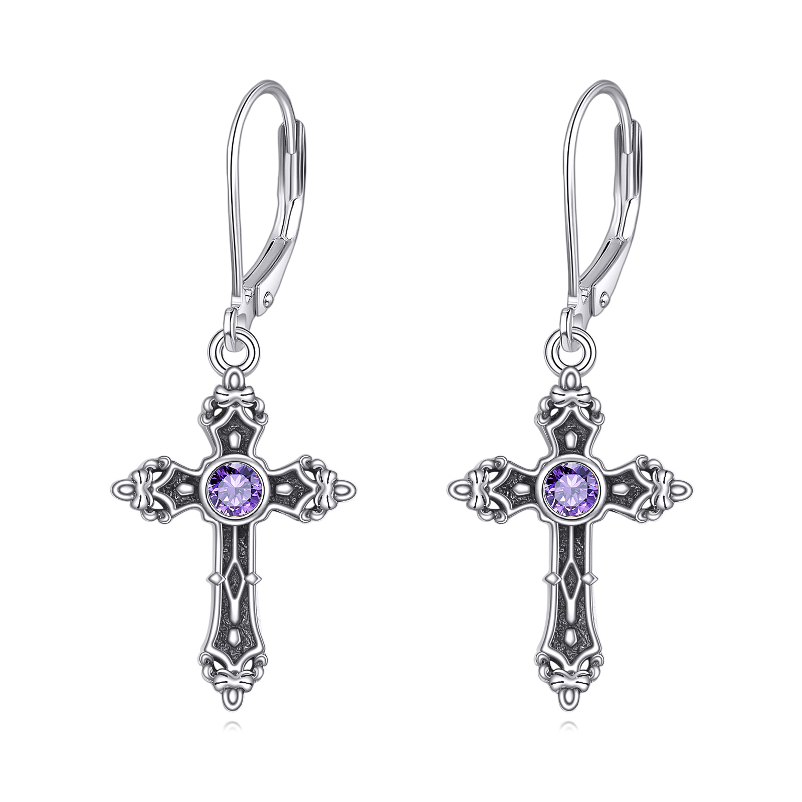 Women's 925 Sterling Silver Vintage Cross Drop Earrings