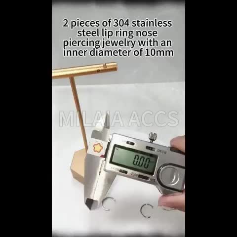 2pcs C-Shaped Stainless Steel Lip Rings, Punk Style