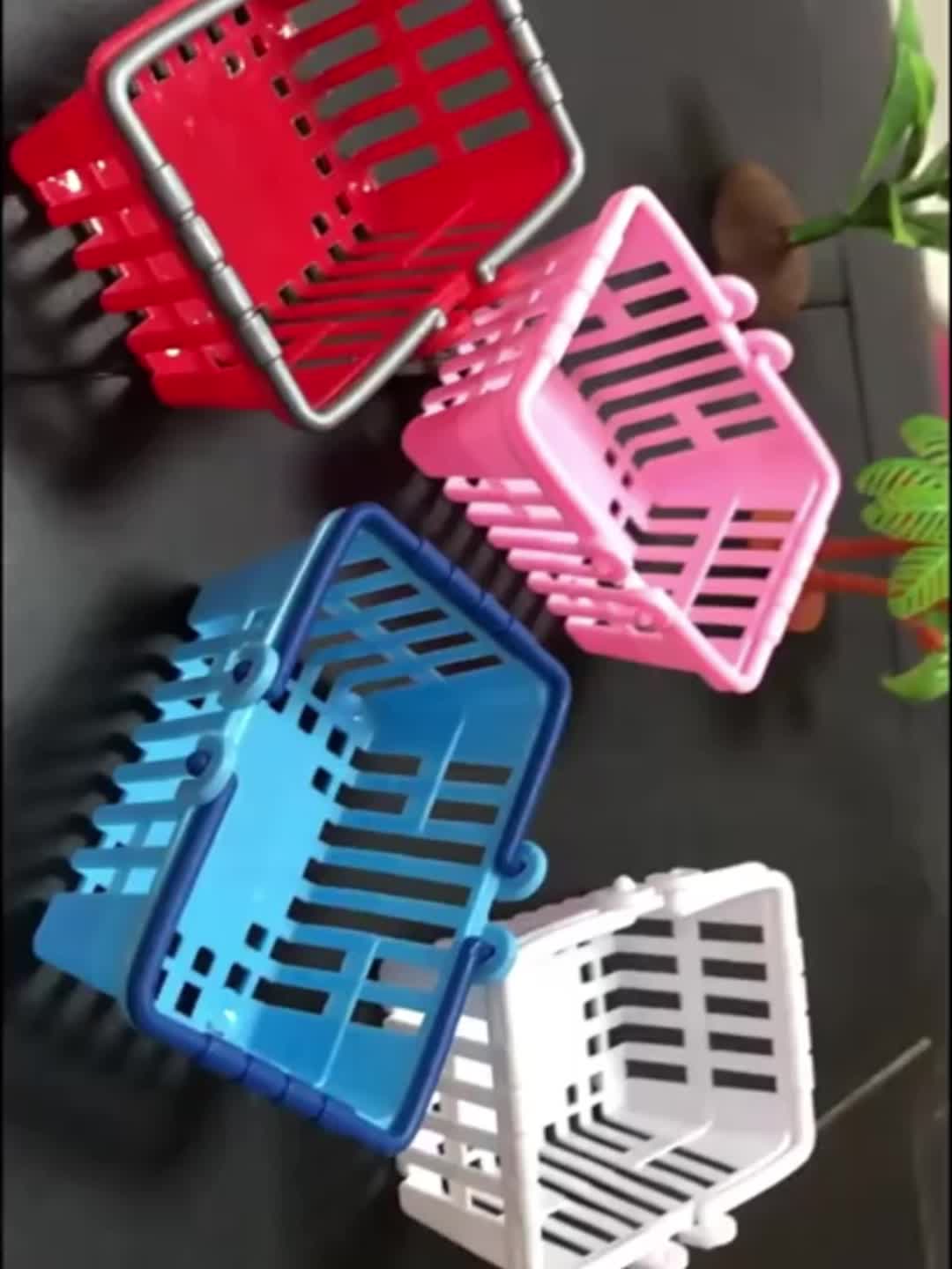 Kids Red Plastic Shopping Basket Toy for Sand Table Play House Fun