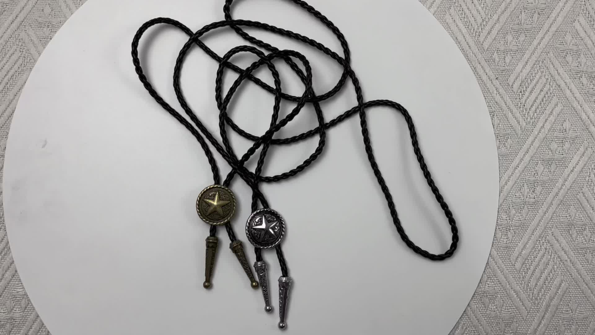 Retro Pentagram Pendant Buckle Necktie for Men and Women