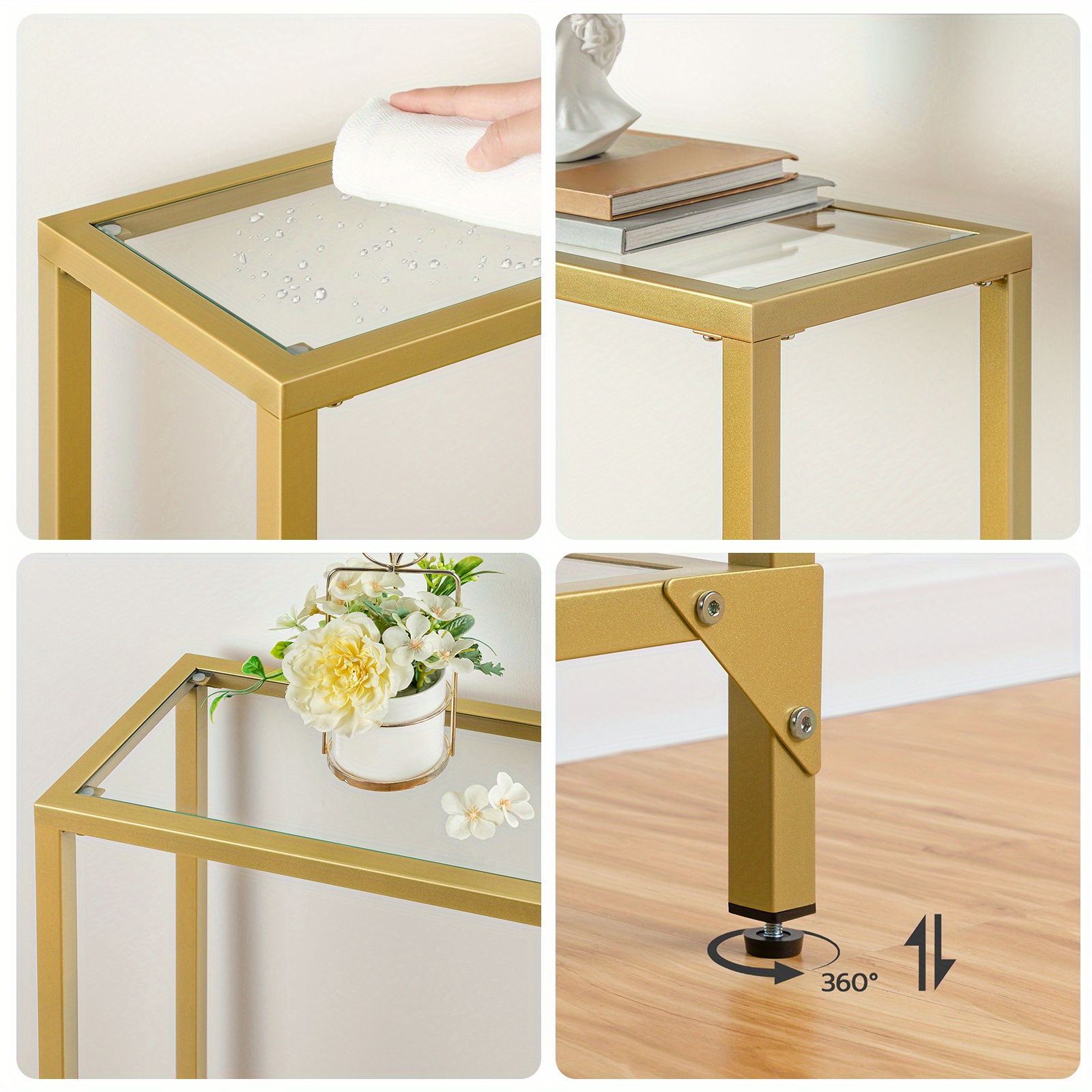 Modern Minimalist Entryway Table with Two-Tier Shelves