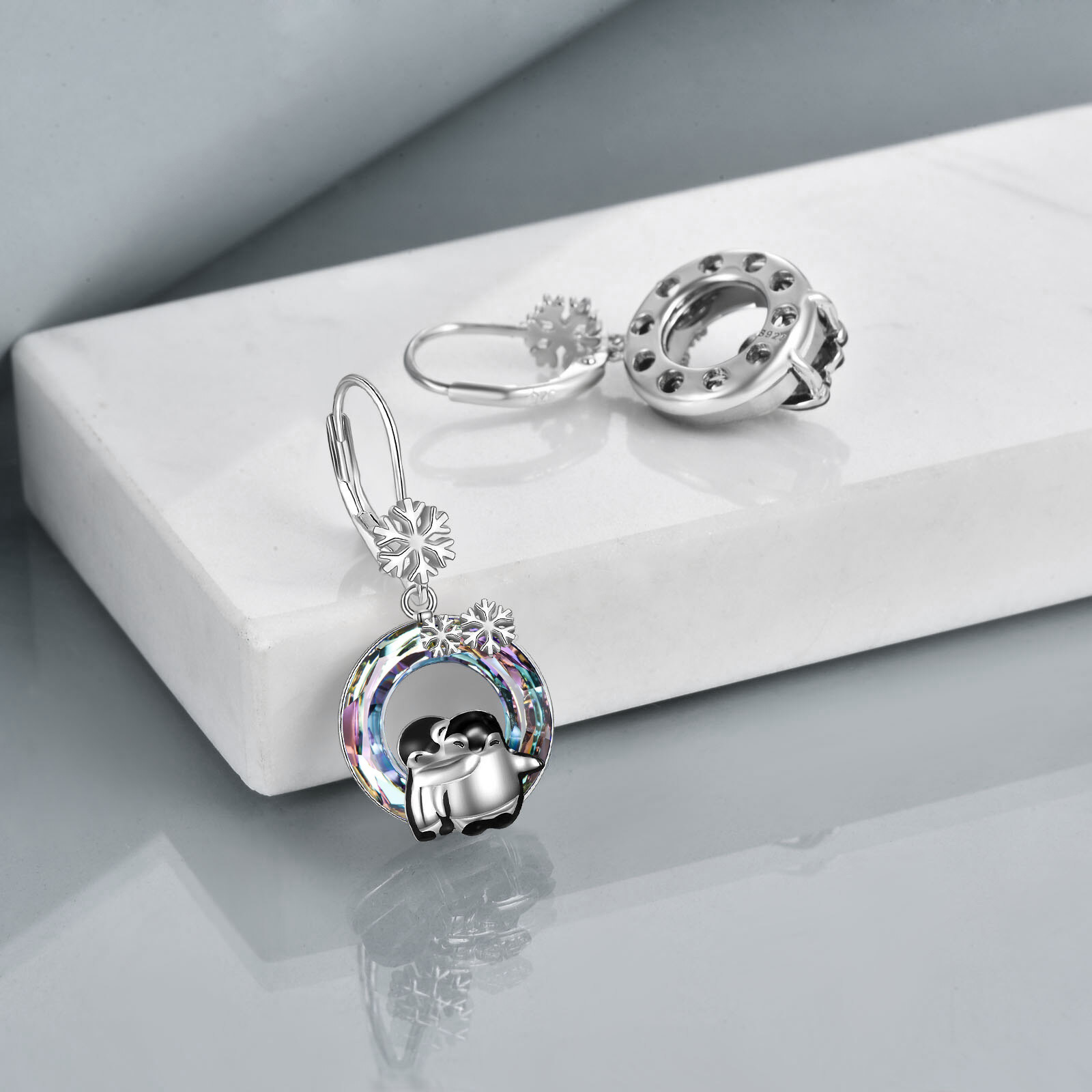 Women's Sterling Silver Penguin Earrings, Cute Gift