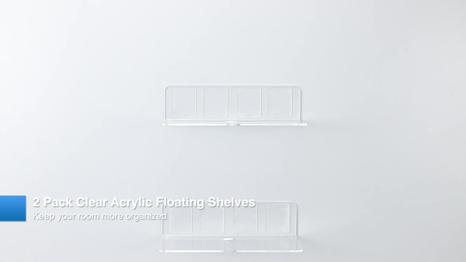 2PCS Acrylic Wall Shelf Adhesive Floating Shelves Storage Rack with Cable  Hole