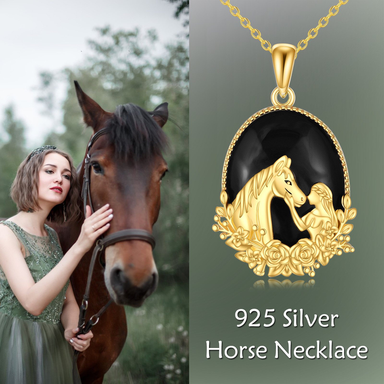 Women's 925 Sterling Silver Horse Pendant Necklace