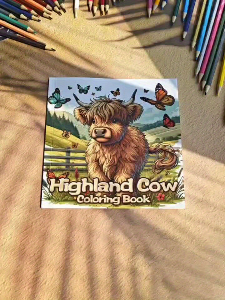 Highland Cow Coloring Book: 24 Single Sided Designs on Thick Smooth Paper