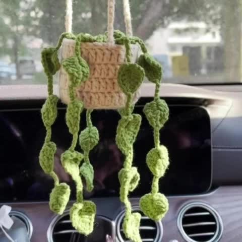 MultiValue Crochet Hanging Plant for Car, Cute Plant Car Mirror Hanging  Accessories for Office Home Car Decoration Interior Aesthetic Rearview  Mirror