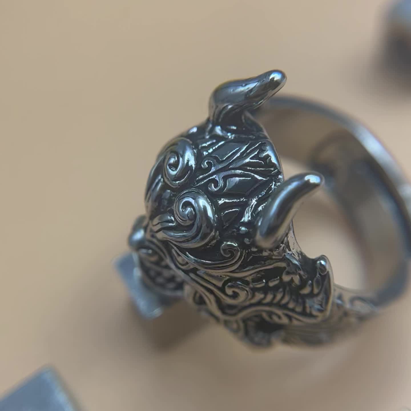 Men's Adjustable Demon Mask Ring