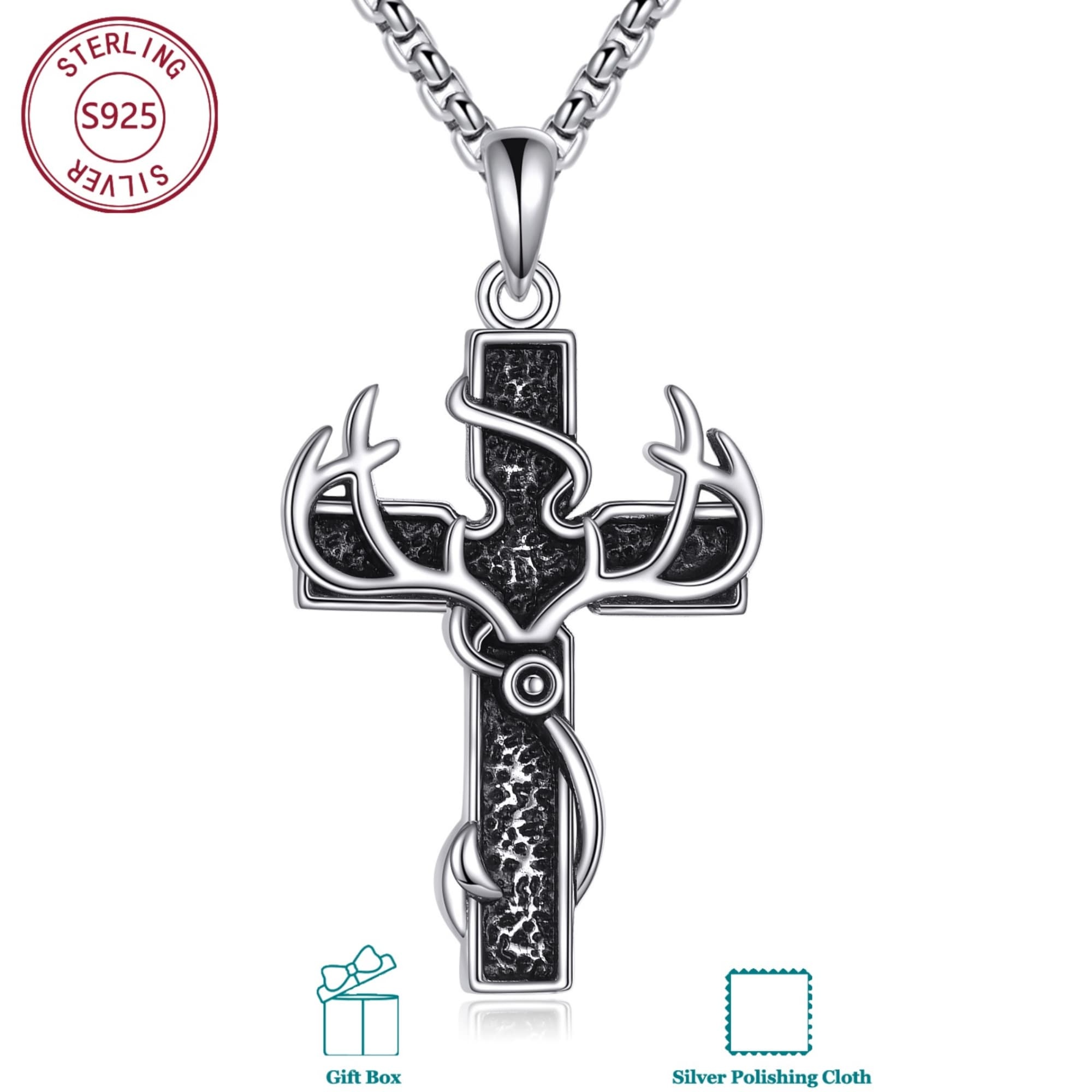 925 Sterling Silvery Simple Cross Pendant Necklace For Men, Classic Faith Theme Necklace, Daily Basic Accessory Specifically Designed For Men