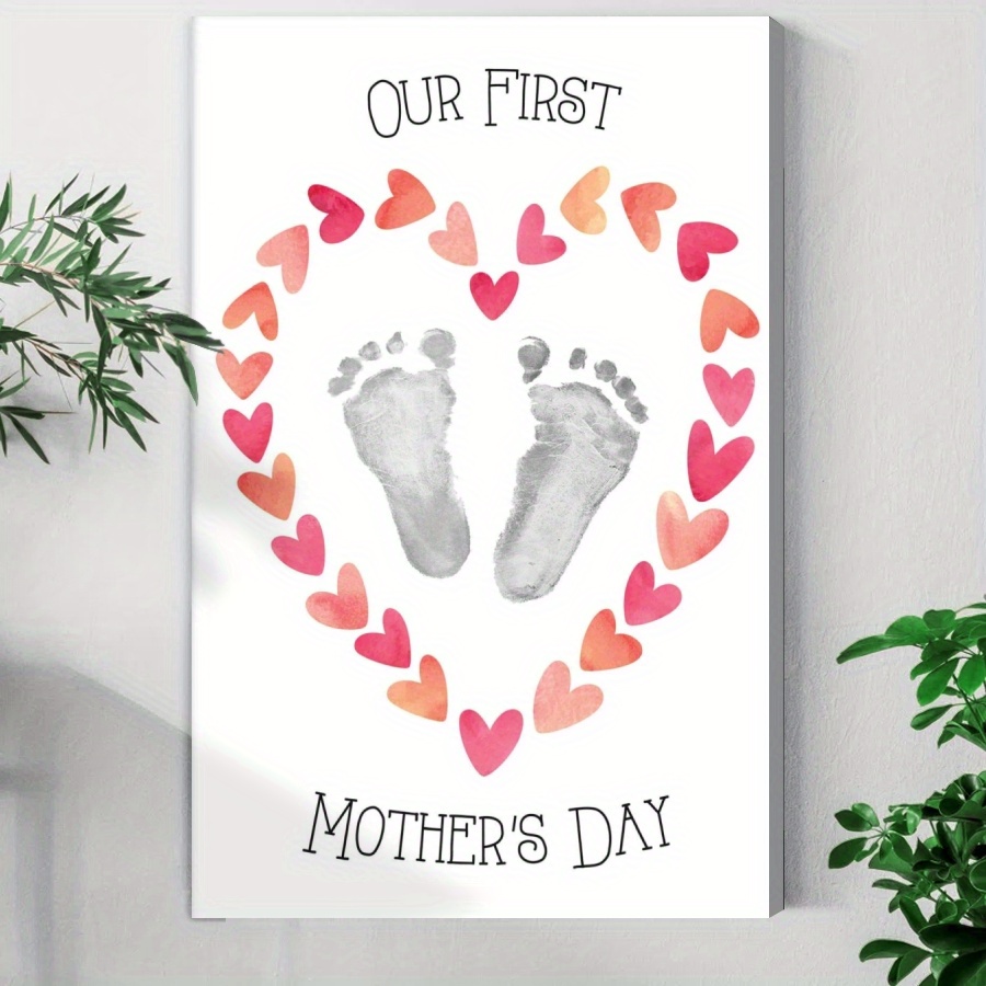 Canvas Mothers Day Footprints 1pc DIY Our St First Mothers Day Mom