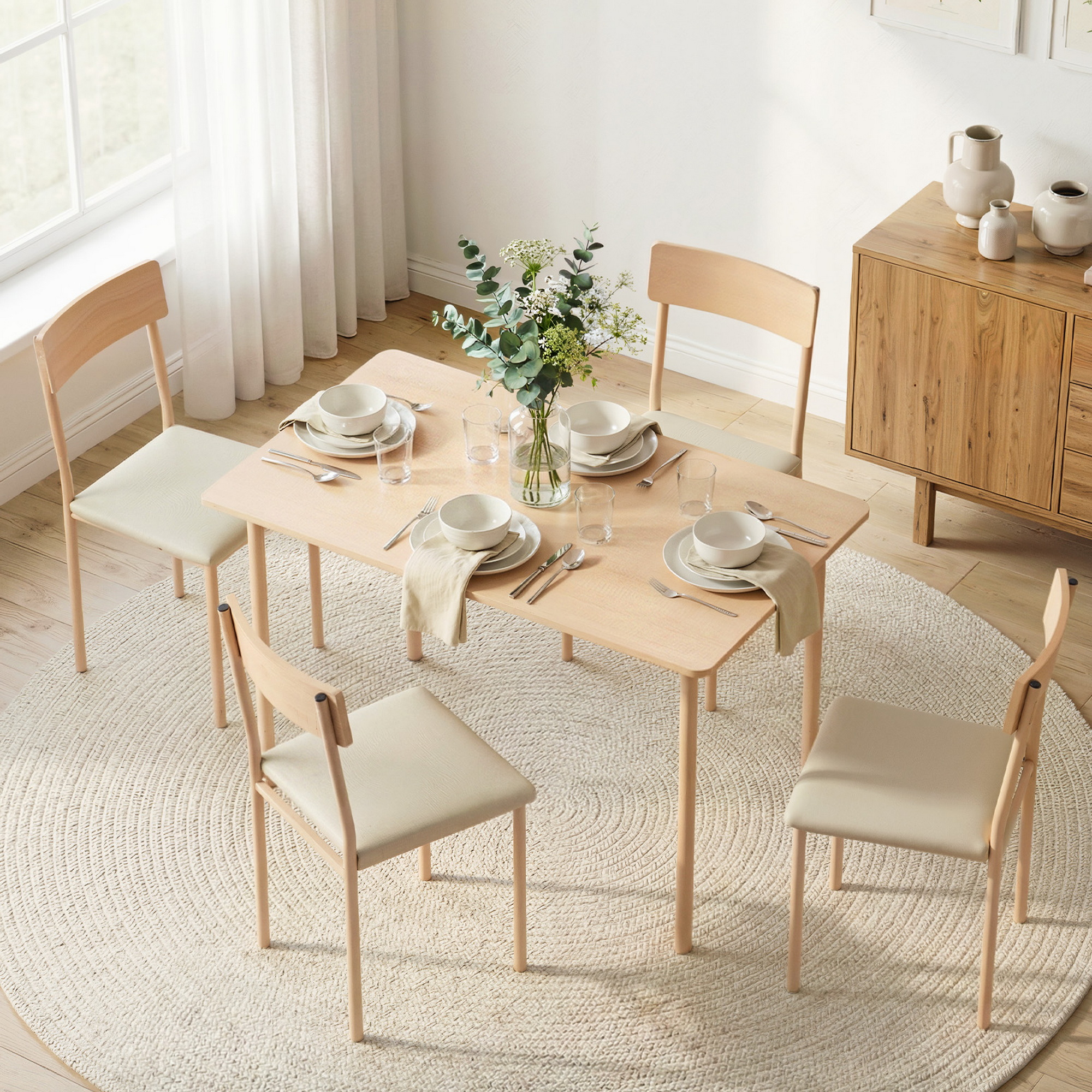 TEMU 5pcs Artiss Set | Furniture In , Contemporary Style, Made Of Artificial Board And Hardwood