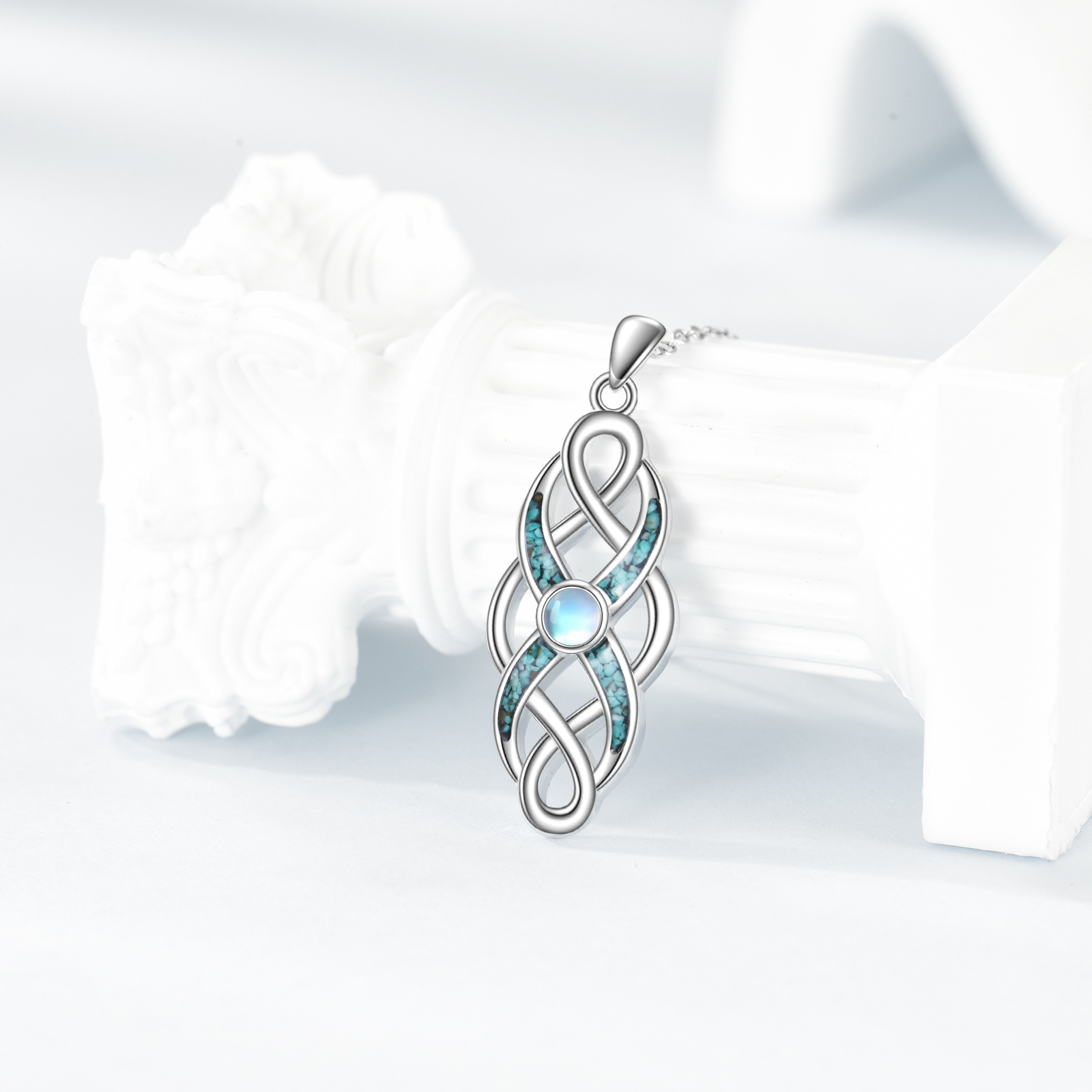 Women's 925 Sterling Silver Celtic Knot Necklace with Abalone Shell