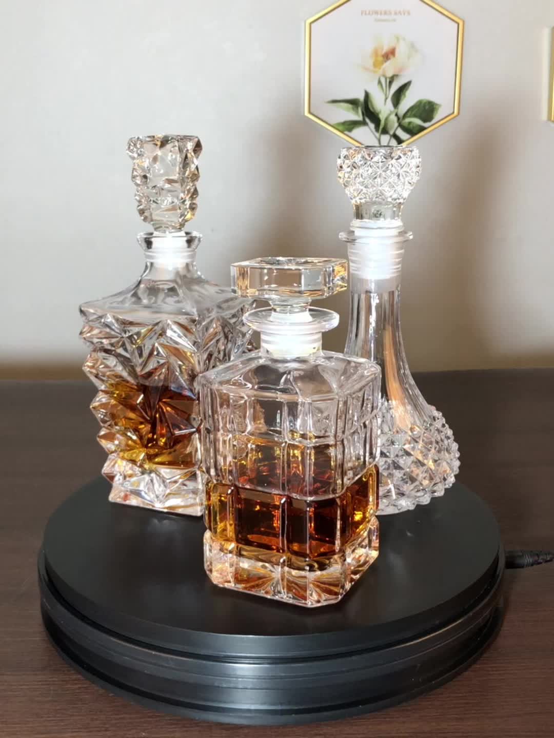 SKY liquor decanter in crystalline with cork and steel stopper