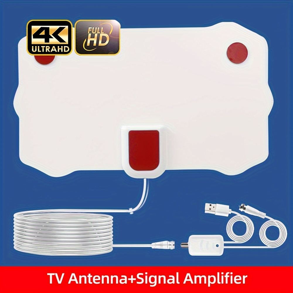 Antena de TV digital HD para interiores, 350 millas de largo alcance con  amplificador incorporado, cable coaxial de 16.4 pies de largo, antena  digital