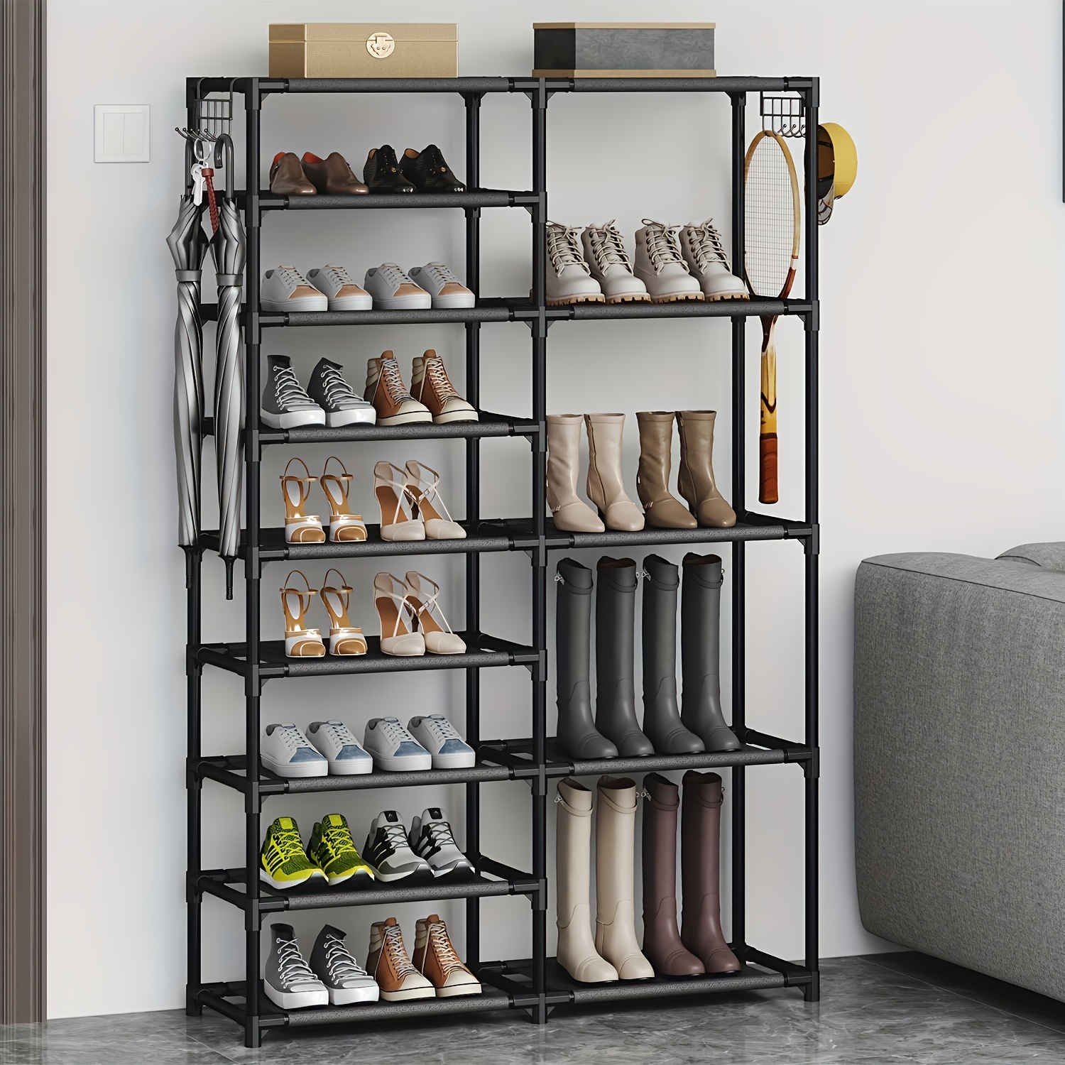  Zapatero económico para el hogar, estante de zapatos  independiente que ahorra espacio, organizador de almacenamiento para sala de  estar, entrada, pasillo, estante para zapatos (color natural, tamaño: 7  niveles) : Hogar