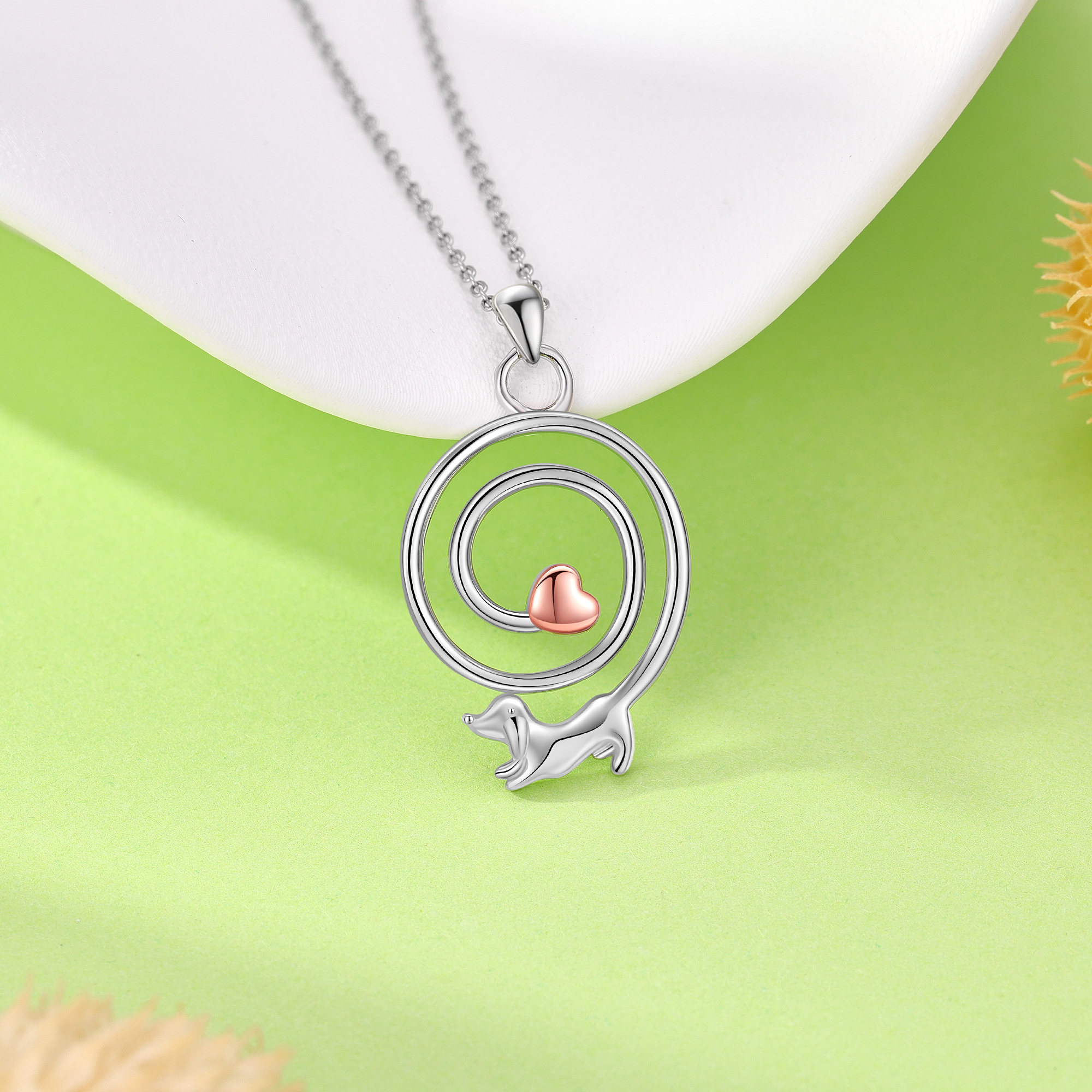 925 Sterling Silver Dog Ring Holder Necklace for Pet Lovers